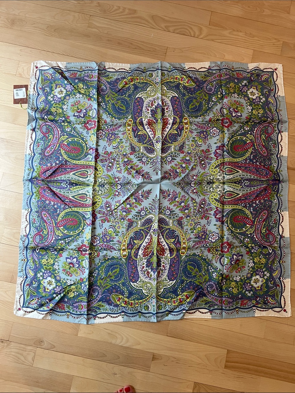 NWT Etro Multi-Color Paisley Floral Silk Scarf 36in x 36 in